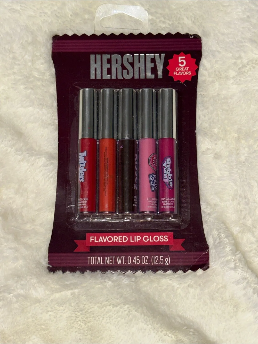 Hershey Flavored Lip Gloss 5-Pack - Red, Orange, Brown, Pink, Magenta